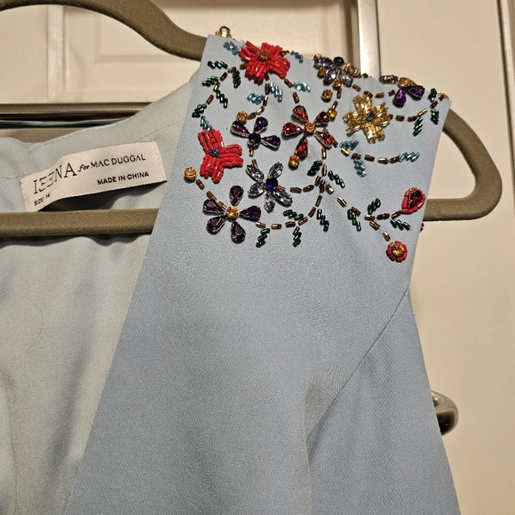 Mac Duggal 26540 Womens Blue  Ieena Beaded Cap Sleeve V Neck Beaded Gown Dress - Picture 6 of 6